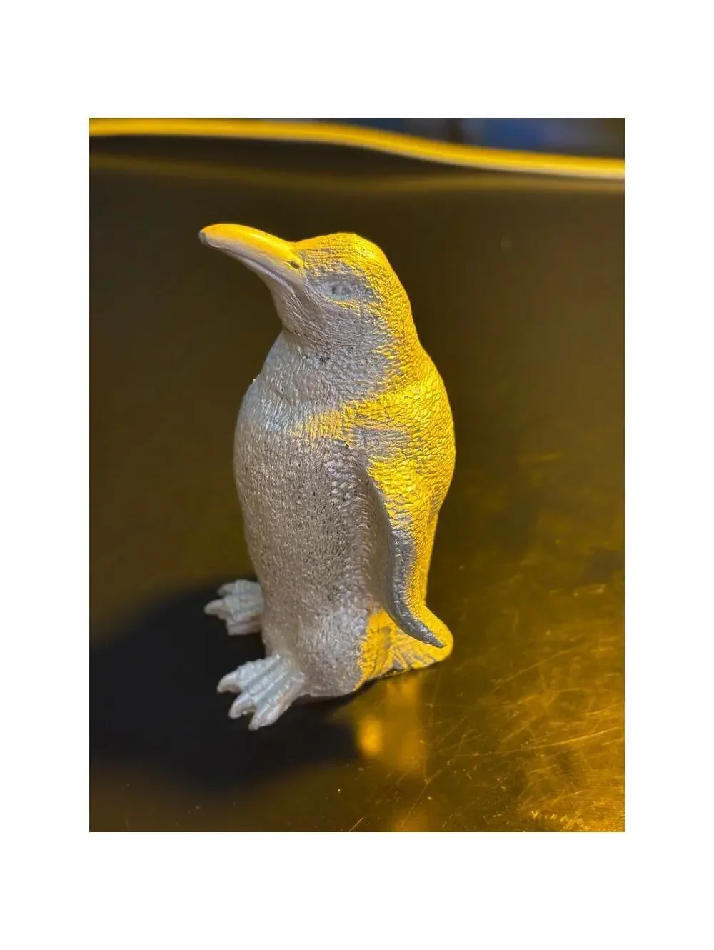 Collectible Penguin Silver Colored Textured Figurine 4